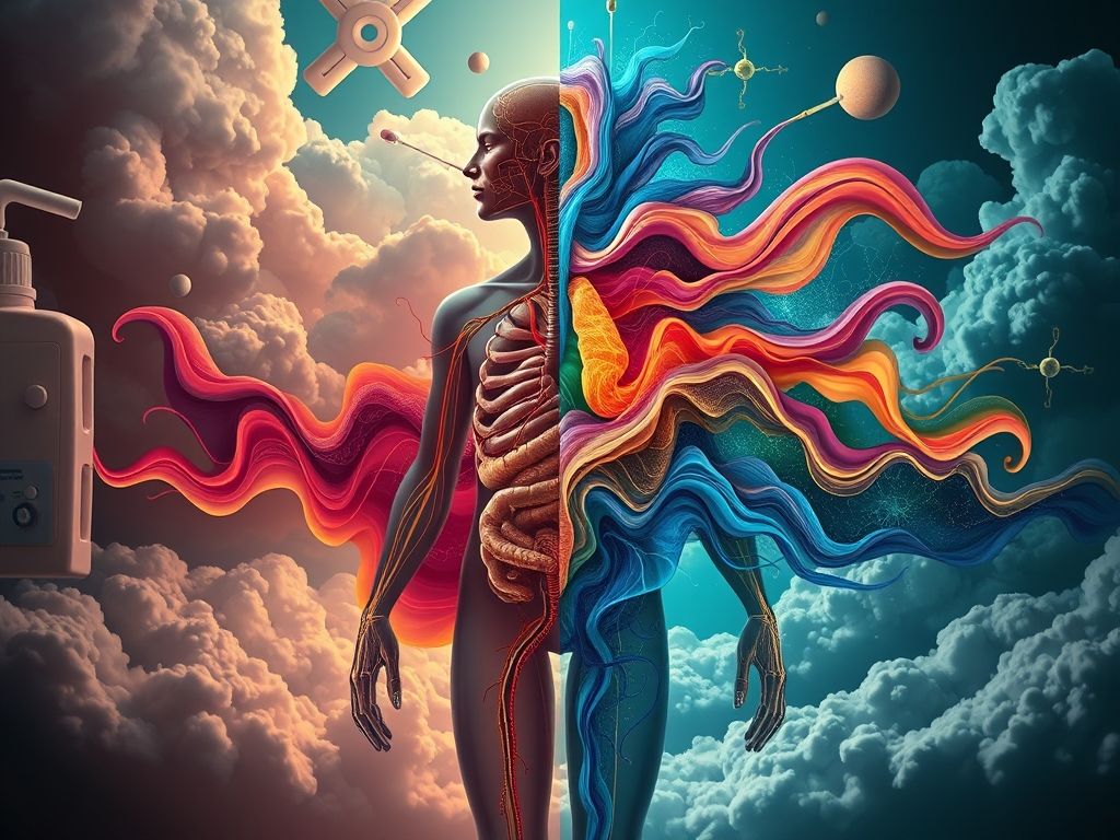 "Illustration showing how emotional state affects physical health"
